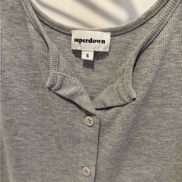 Superdown Kimmie Tank Mini Dress Gray Button-Down - Picture 2 of 4